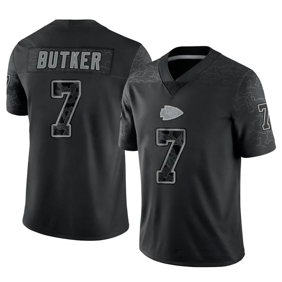 Trusc KC.Chiefs #7 Harrison Butker Player Black RFLCTV Limited Stitched Jerseys
