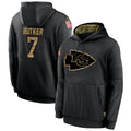 Trusc KC.Chiefs #7 Harrison Butker Player Black Salute to Service Hoodies Stitched Jerseys