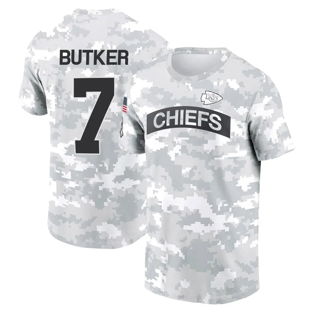 Trusc KC.Chiefs #7 Harrison Butker Player Salute to Service Hoodies & T-Shirts Stitched Jerseys