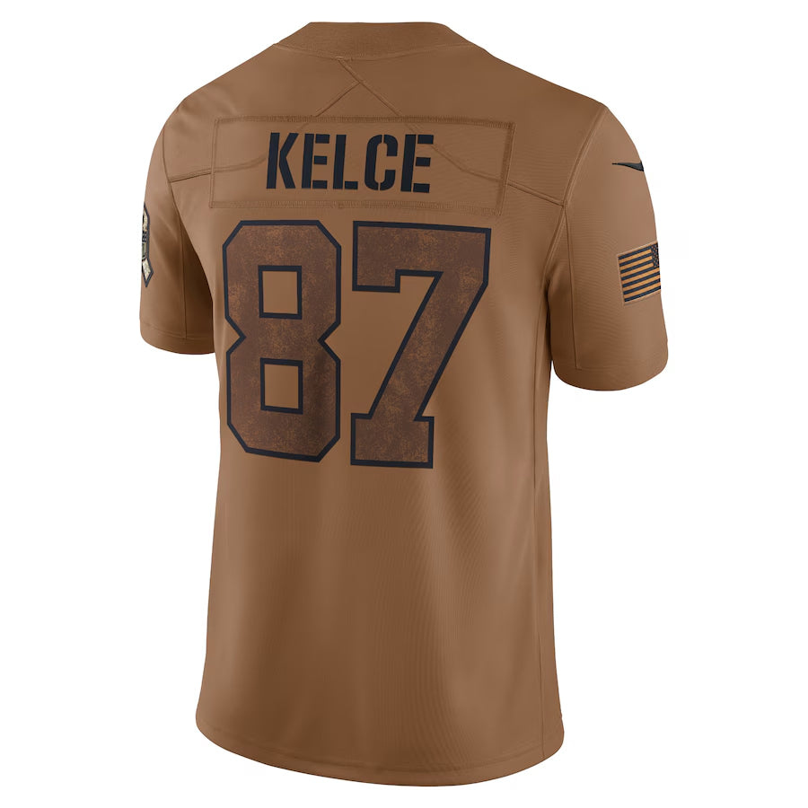 Trusc KC.Chiefs #87 Travis Kelce Player Brown Salute To Service Limited Stitched Jerseys