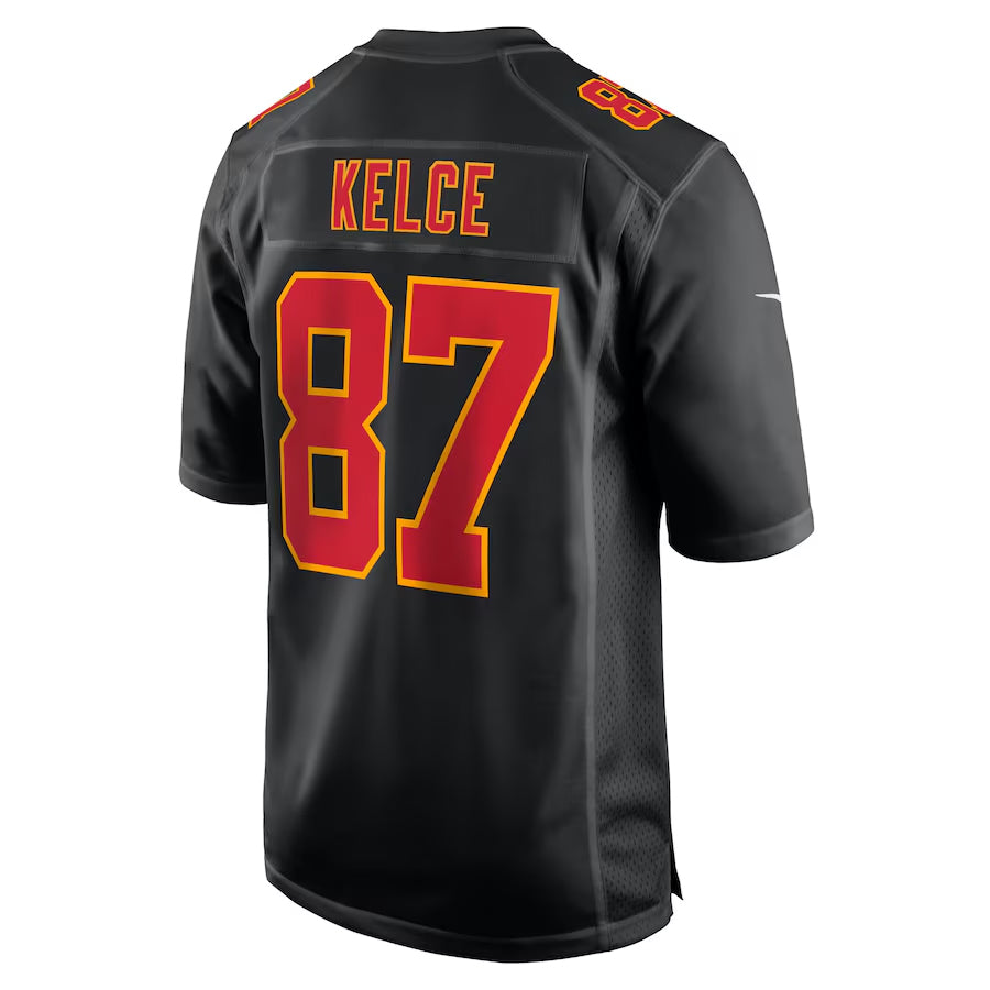 Trusc KC.Chiefs #87 Travis Kelce Player Carbon Black Fashion Game Stitched Jerseys