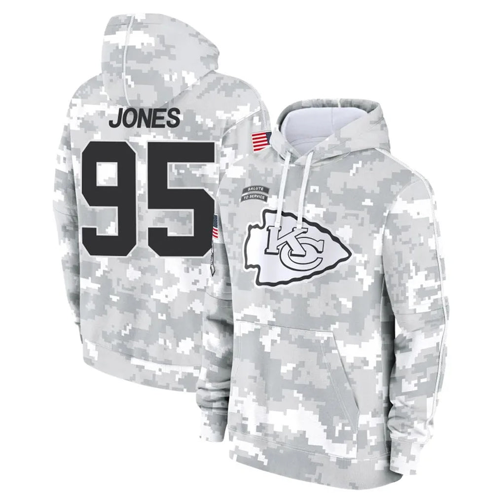 Trusc KC.Chiefs #95 Chris Jones Player Arctic Camo Salute to Service Hoodies Stitched Jerseys