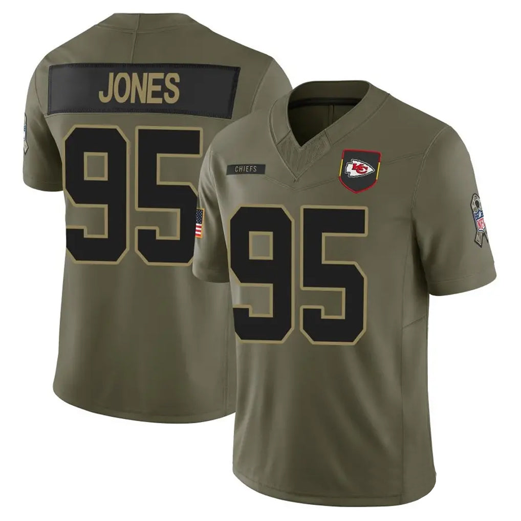 Trusc KC.Chiefs #95 Chris Jones Player Olive Salute to Service Limited Stitched Jerseys