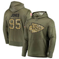 Trusc KC.Chiefs #95 Chris Jones Player Salute to Service Limited Olive Hoodies Stitched Jerseys