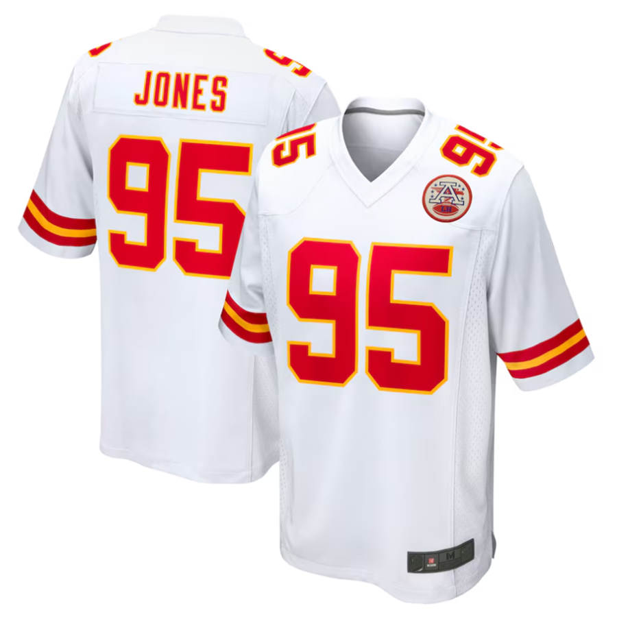Trusc KC.Chiefs #95 Chris Jones Player White Home Game Stitched Jersey