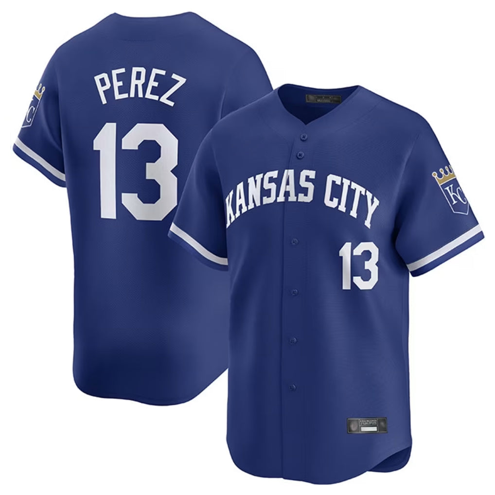 Trusc KC.Royals #13 Salvador Perez Player Royal Limited Home Stitched Jerseys