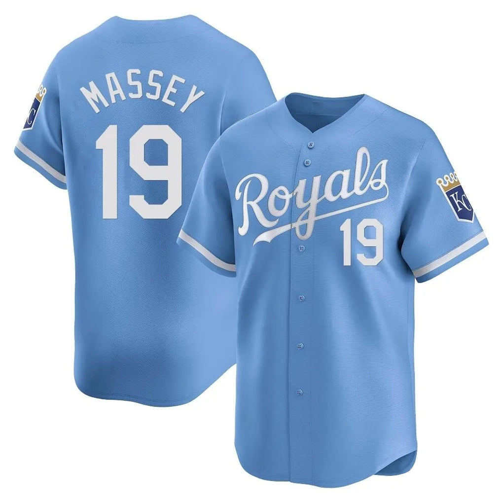 Trusc KC.Royals #19 Michael Massey Player Light Blue Alt Limited Home Stitched Jerseys