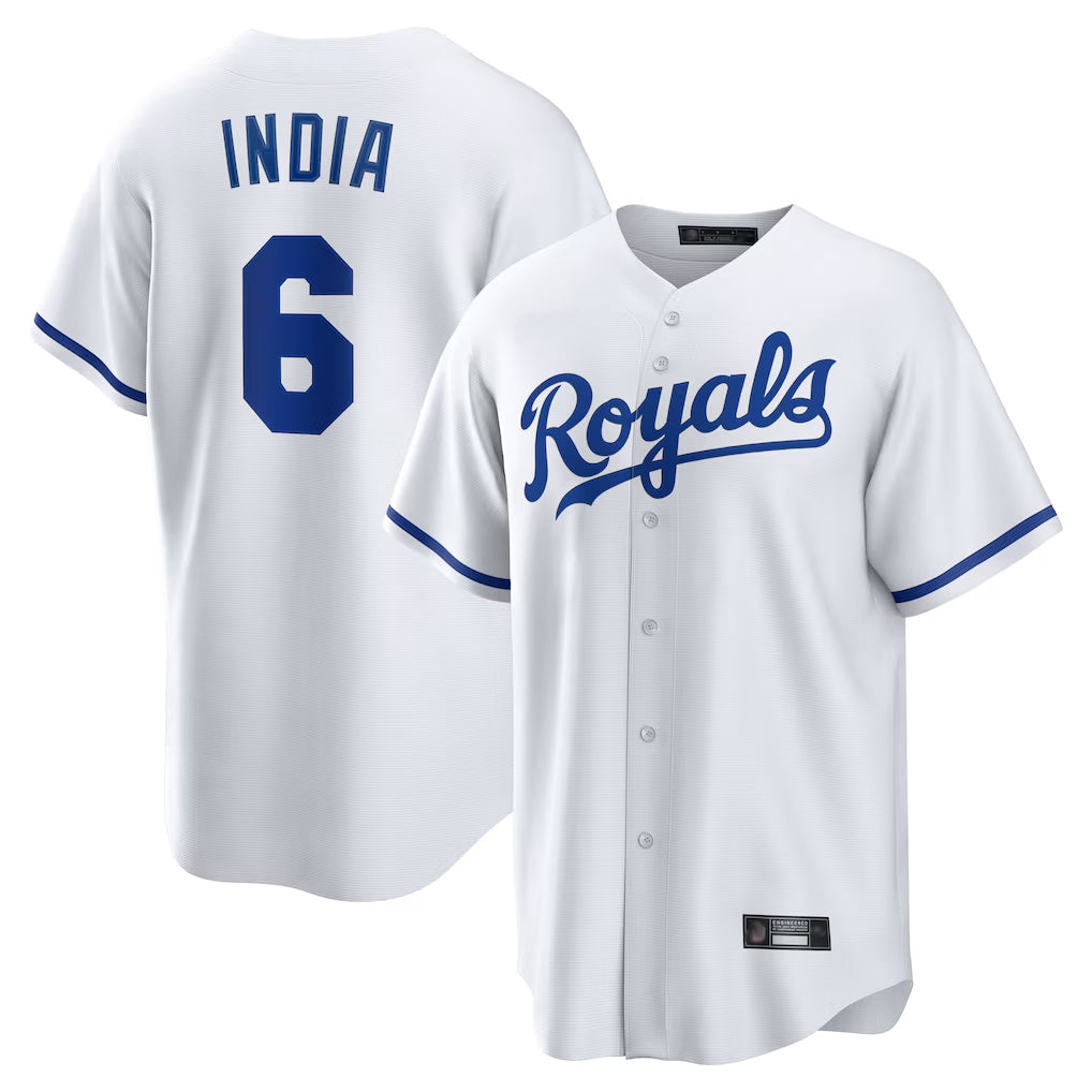 Trusc KC.Royals #6 Jonathan India Player White Home Game Stitched Jerseys