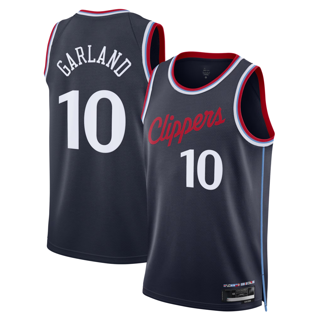 Trusc LA.Clippers #10 Darius Garland Navy Swingman Stitched Jerseys- Icon Edition