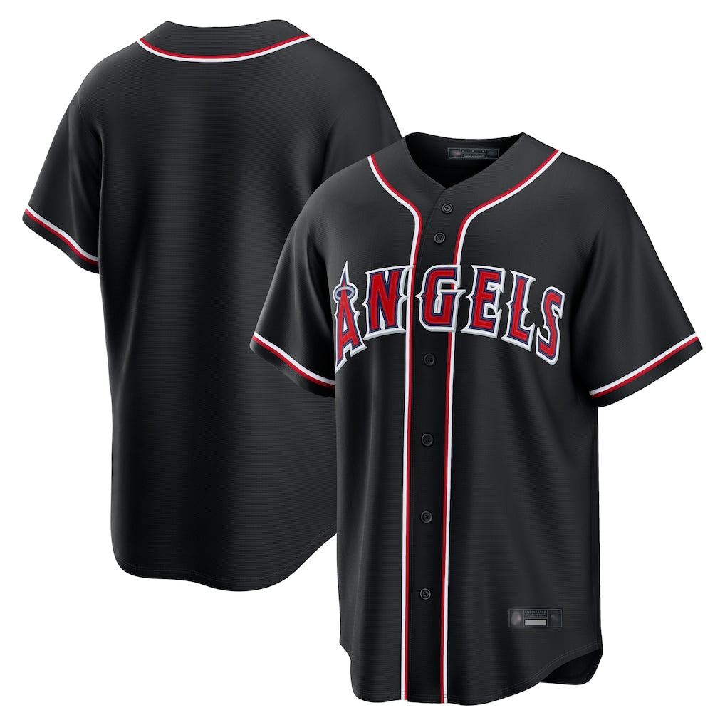 Trusc LA.Angels Black Fashion Out Home Game Blank Player Stitched Jerseys