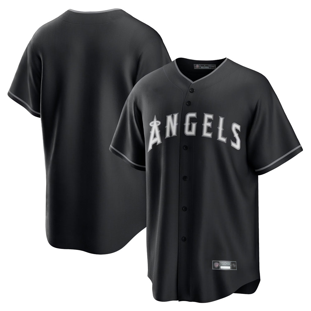 Trusc LA.Angels Black Lights Out Fashion T-shirt Blank Player Stitched Jerseys