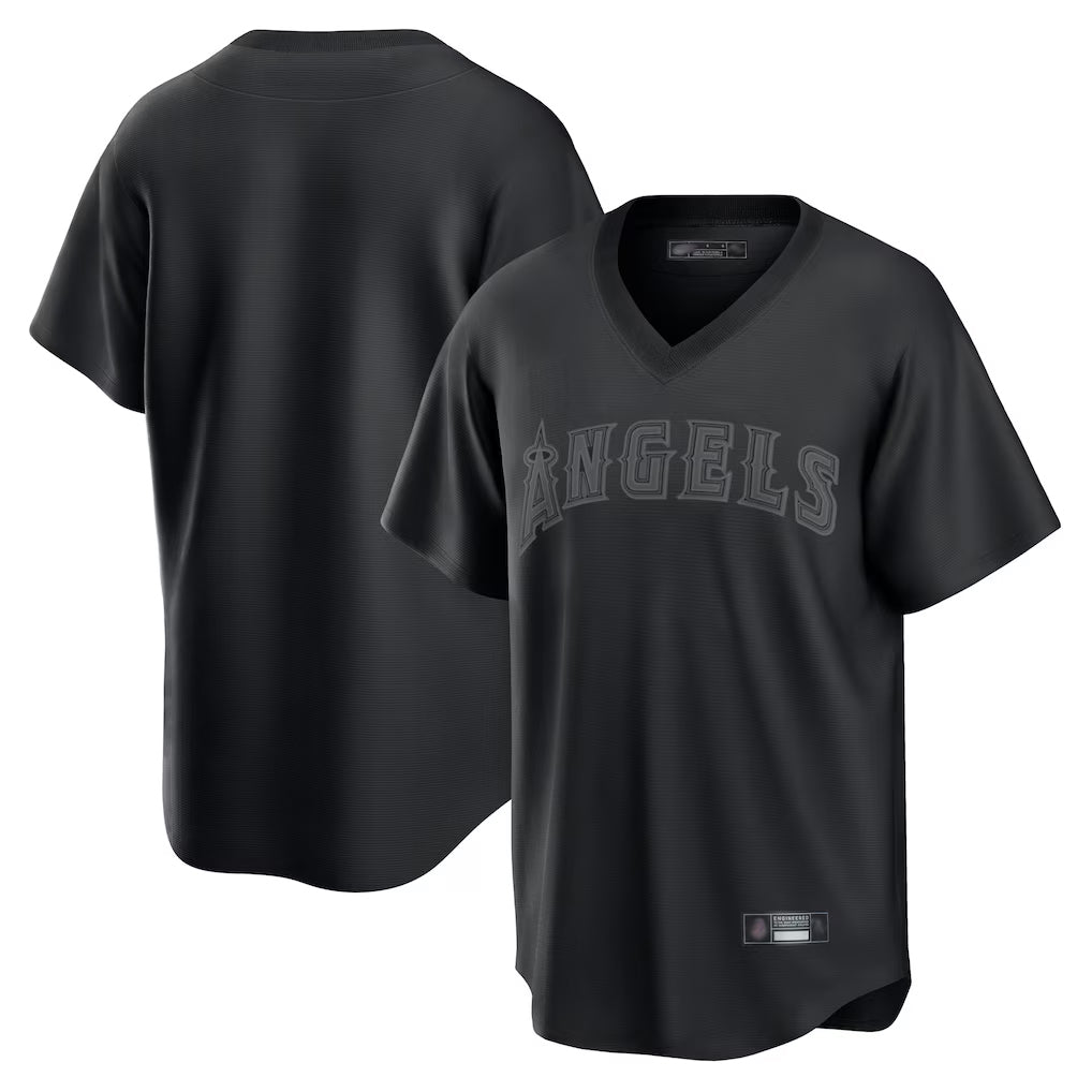 Trusc LA.Angels Black Pitch Fashion Blank Player T-shirt Stitched Jerseys