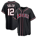 Trusc LA.Angels #12 Jorge Soler Player Black Fashion Out Home Game Stitched Jerseys
