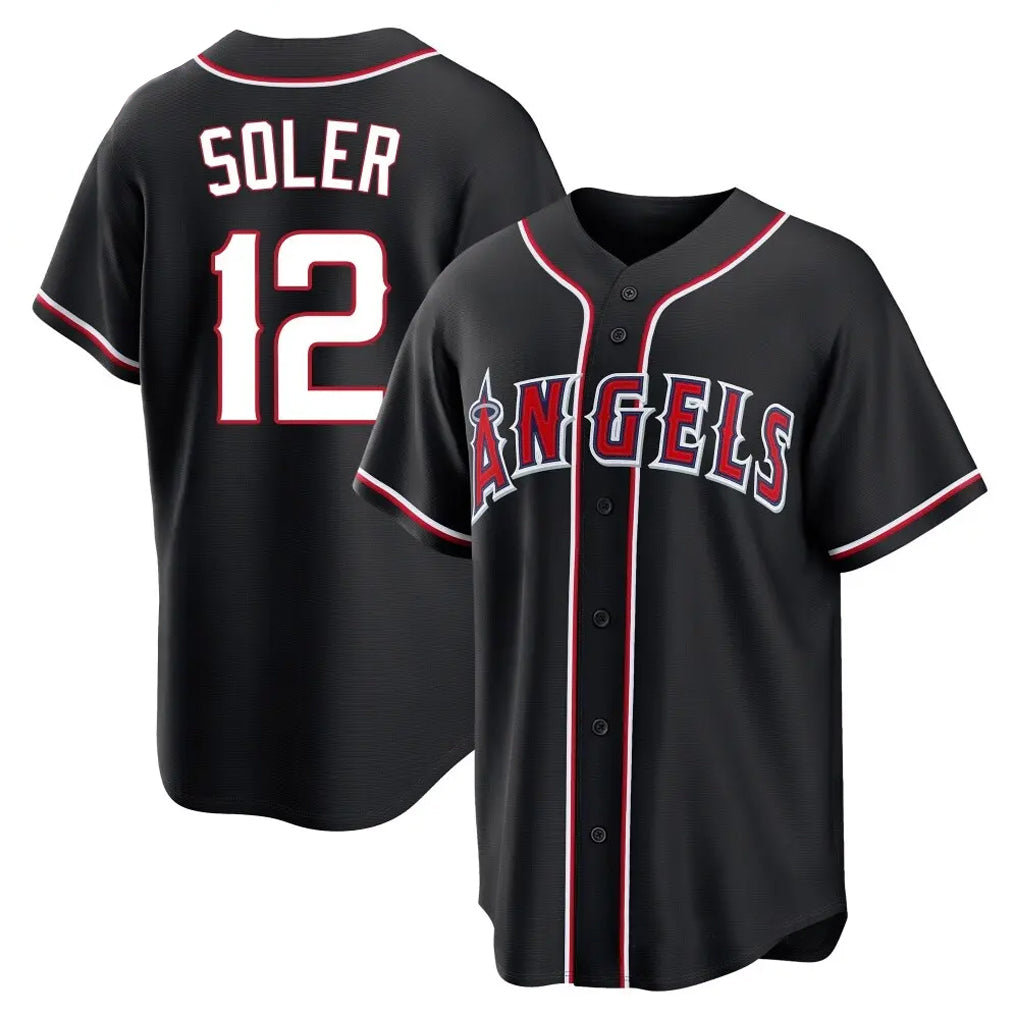 Trusc LA.Angels #12 Jorge Soler Player Black Fashion Out Home Game Stitched Jerseys