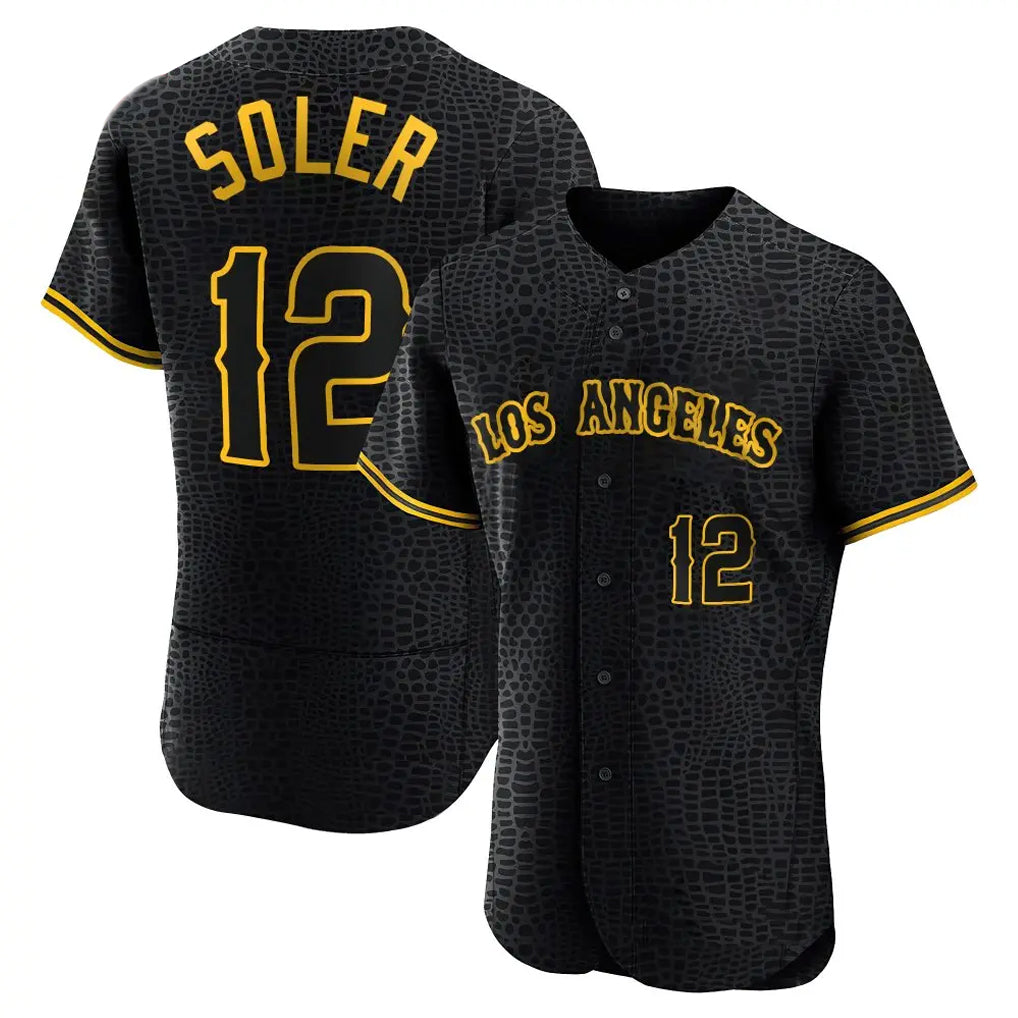 Trusc LA.Angels #12 Jorge Soler Player Black Snake Skin City Limited Elite Home Stitched Jerseys