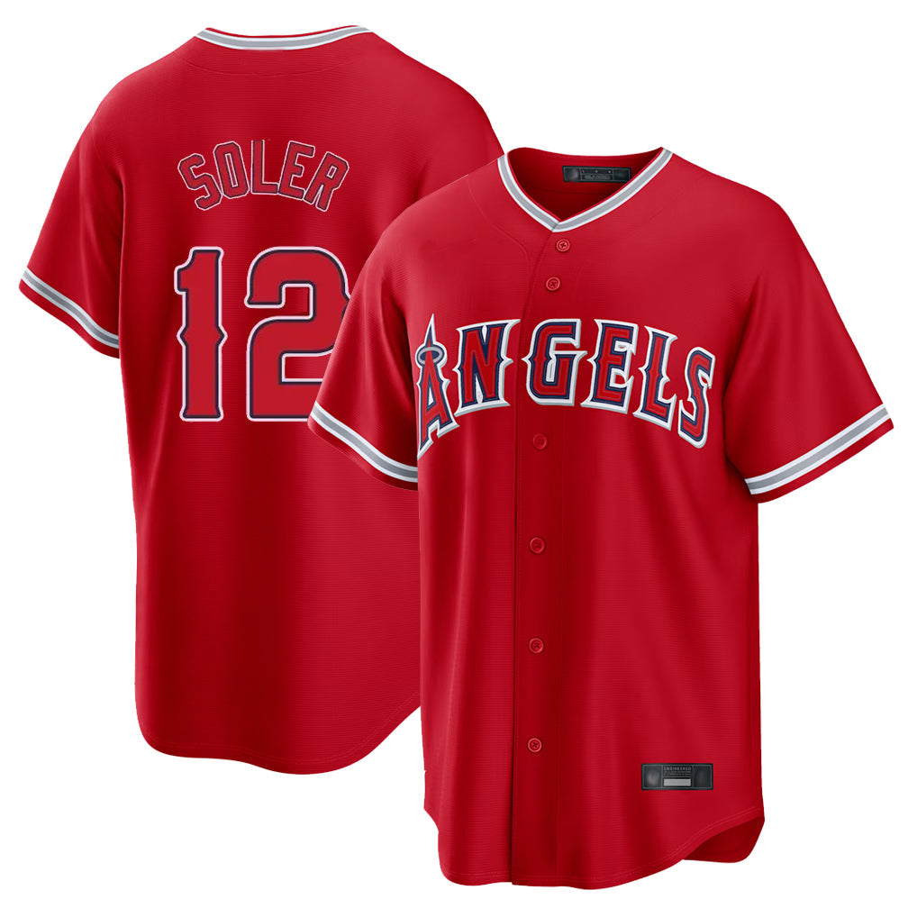 Trusc LA.Angels #12 Jorge Soler Player Red Home Game Stitched Jerseys