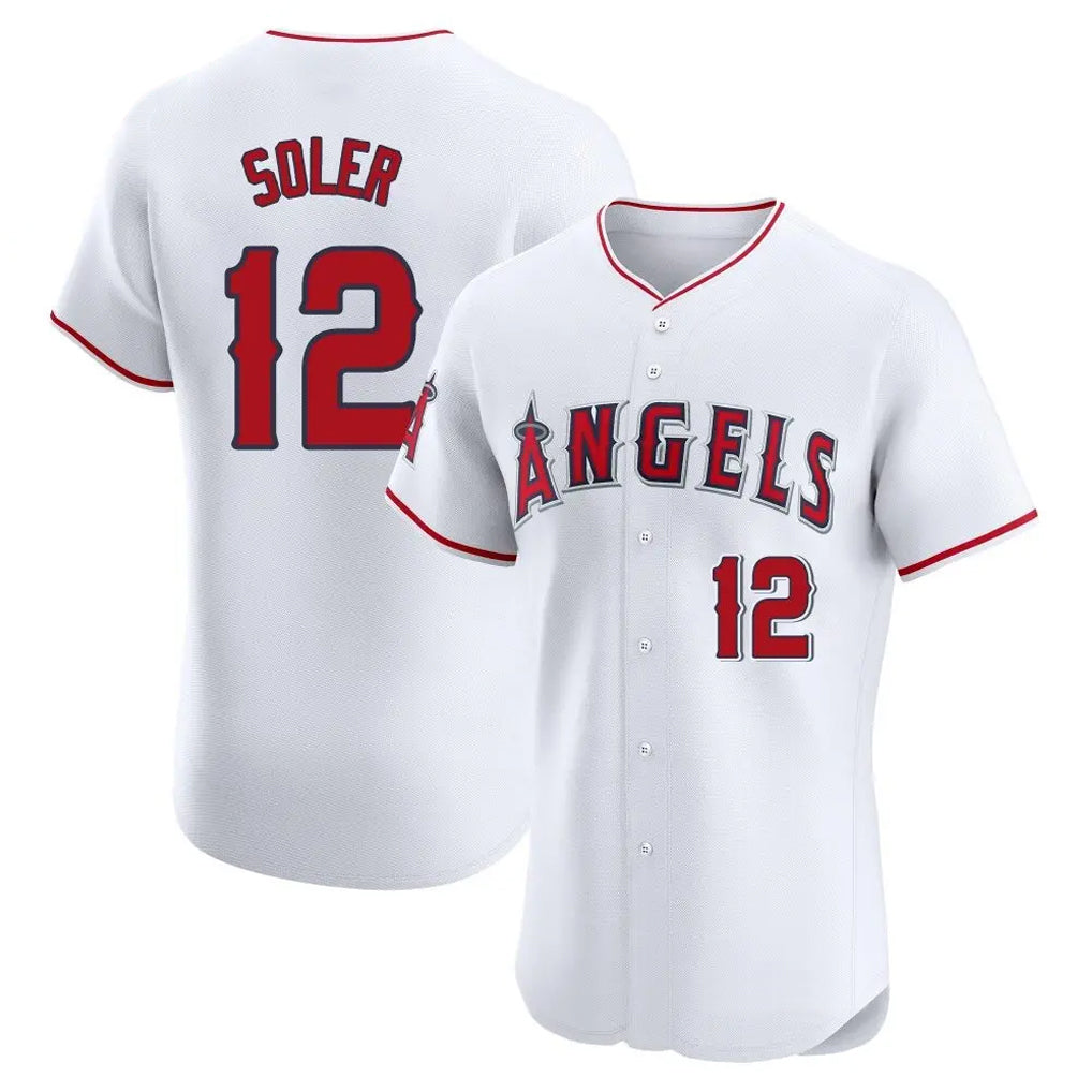 Trusc LA.Angels #12 Jorge Soler Player White Limited Elite Stitched Home Jerseys