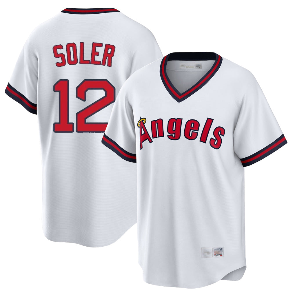 Trusc LA.Angels #12 Jorge Soler Player White T-shirt Home Game Stitched Jerseys