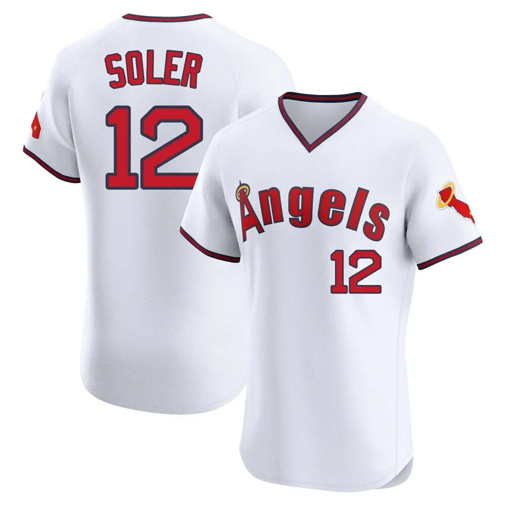 Trusc LA.Angels #12 Jorge Soler Player White T-shirt Home Limited Elite Stitched Jerseys