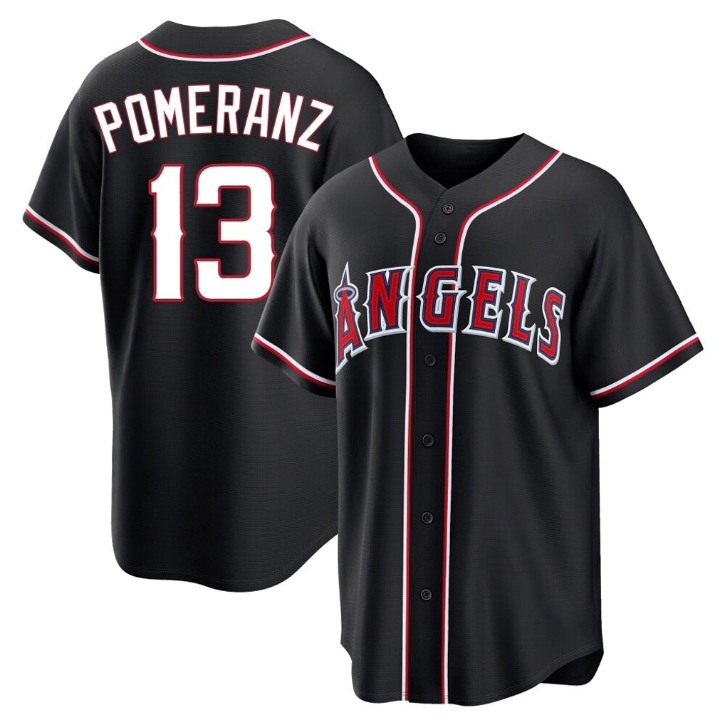 Trusc LA.Angels #13 Drew Pomeranz Player Black Fashion Out Home Game Stitched Jerseys