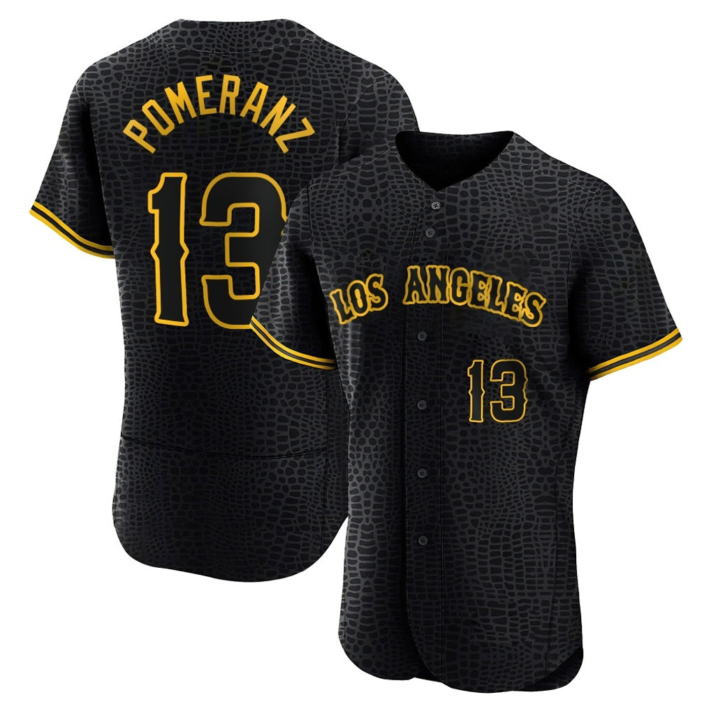 Trusc LA.Angels #13 Drew Pomeranz Player Black Snake Skin City Limited Elite Home Stitched Jerseys