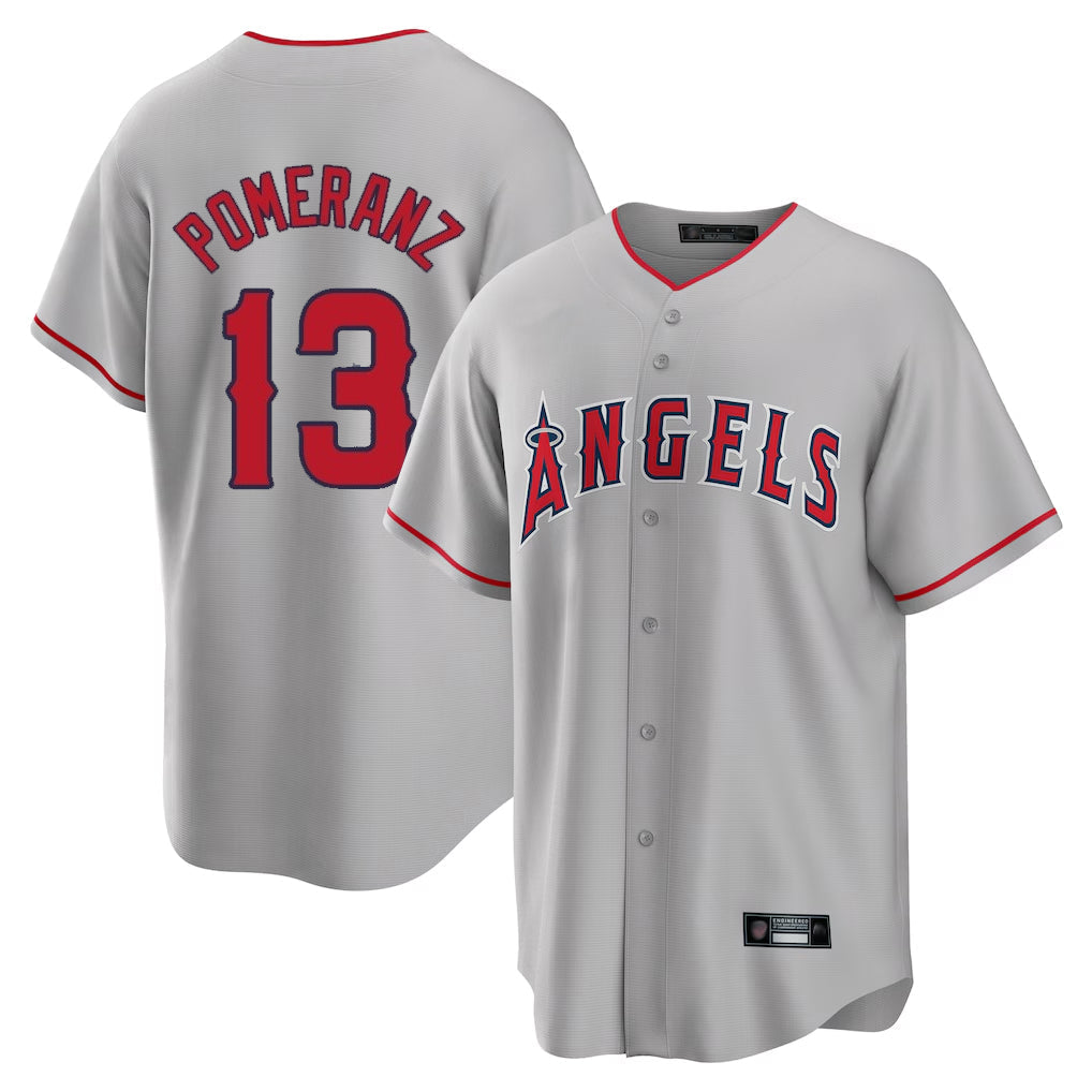Trusc LA.Angels #13 Drew Pomeranz Player Gray Home Game Stitched Jerseys