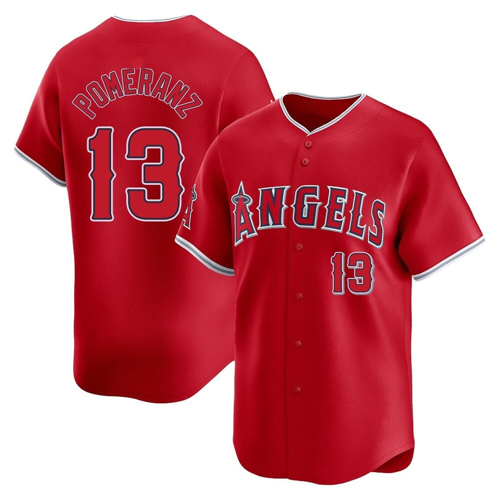 Trusc LA.Angels #13 Drew Pomeranz Player Red Home Limited Stitched Jerseys