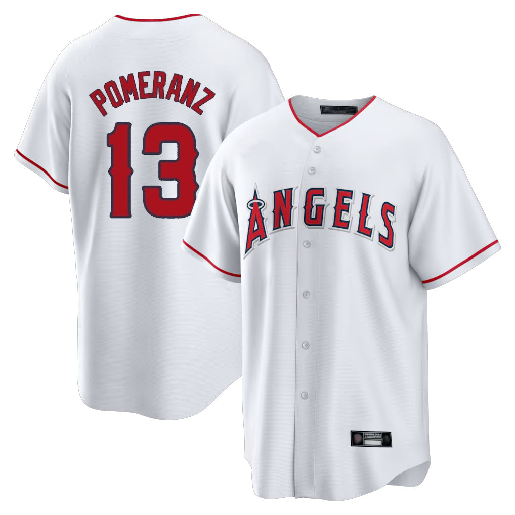 Trusc LA.Angels #13 Drew Pomeranz Player White Home Game Stitched Jerseys