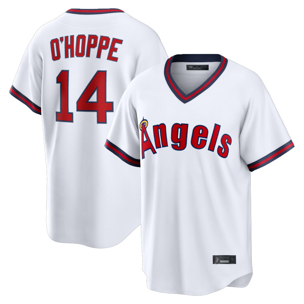 Trusc LA.Angels #14 Logan O'Hoppe Player White T-shirt Home Game Stitched Jerseys