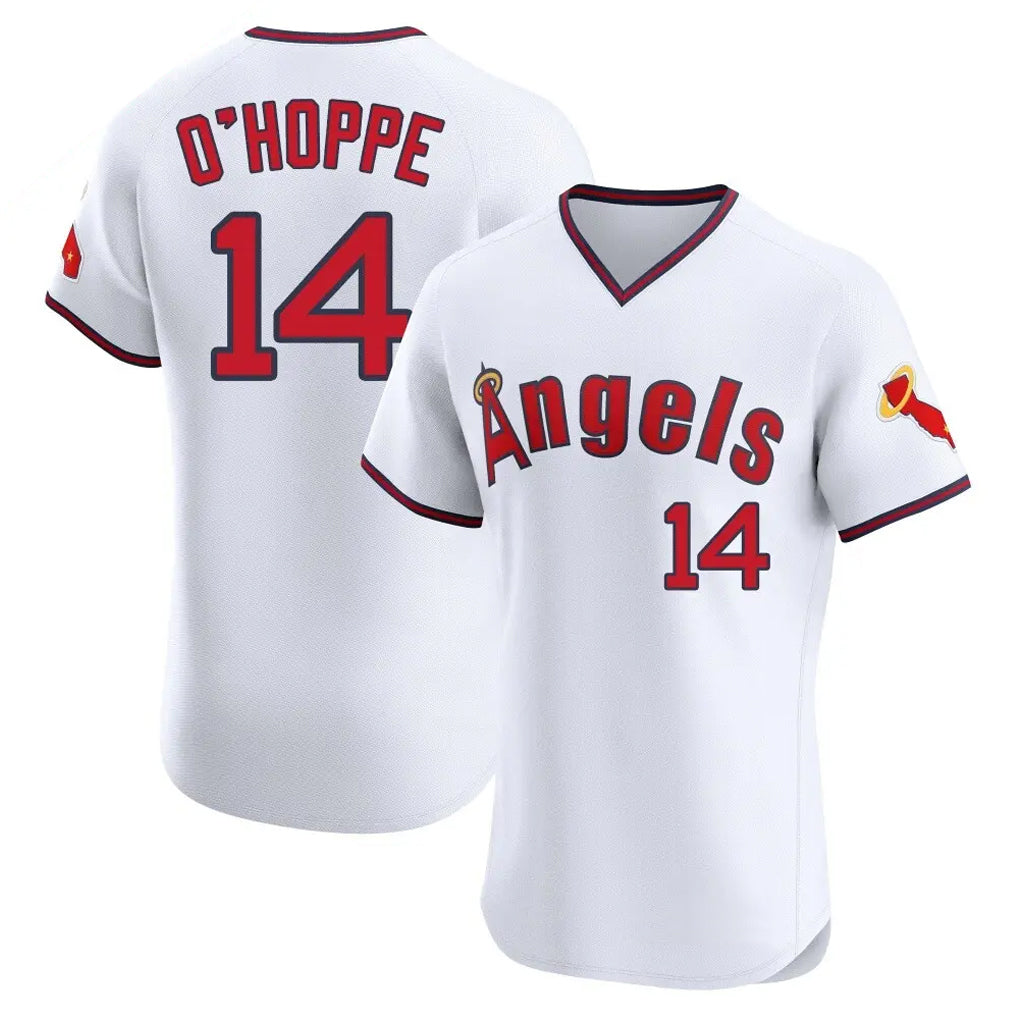 Trusc LA.Angels #14 Logan O'Hoppe Player White T-shirt Home Limited Elite Stitched Jerseys