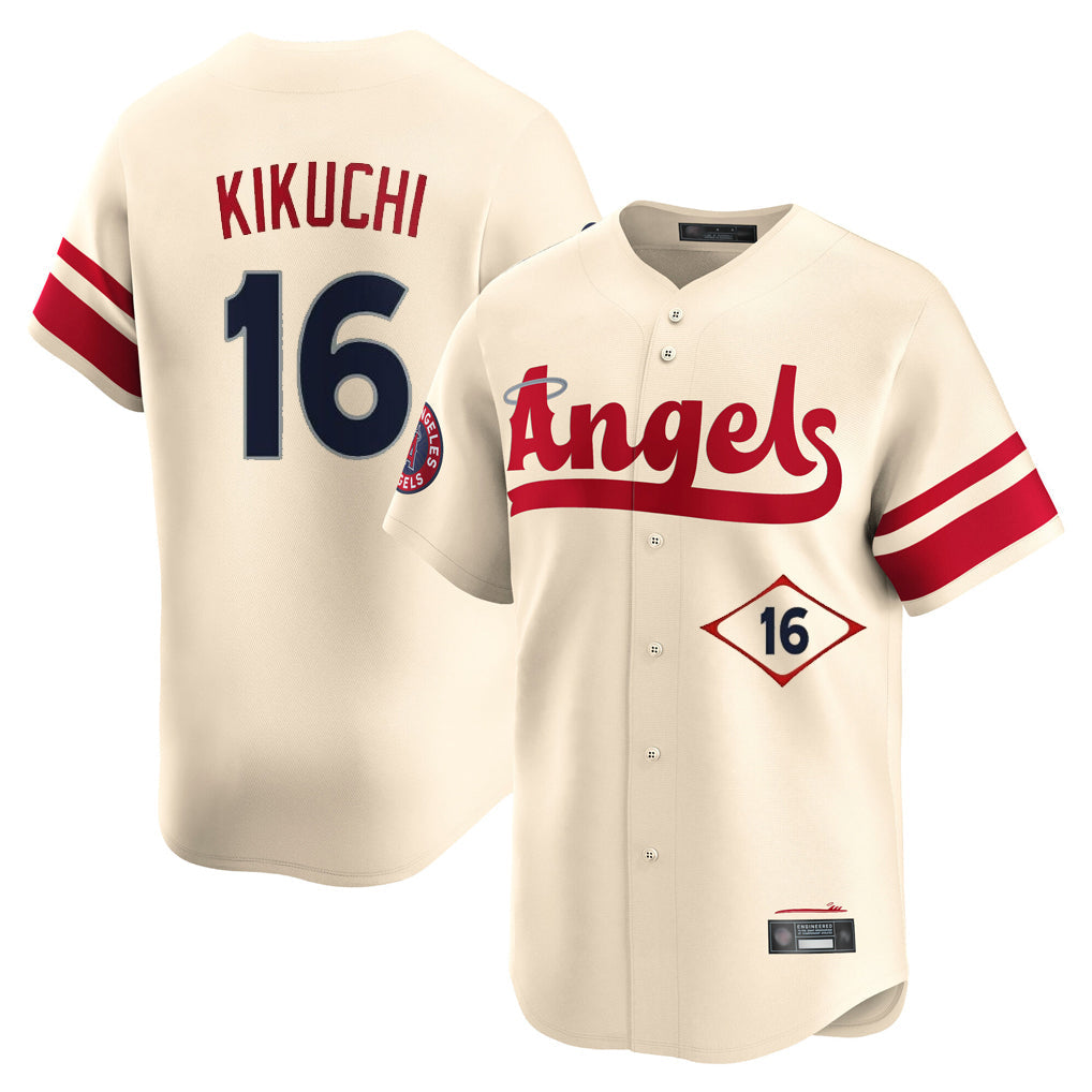 Trusc LA.Angels #16 Yusei Kikuchi Player Cream City Connect Limited Home Stitched Jerseys