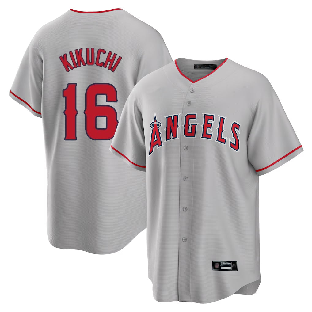 Trusc LA.Angels #16 Yusei Kikuchi Player Gray Home Game Stitched Jerseys