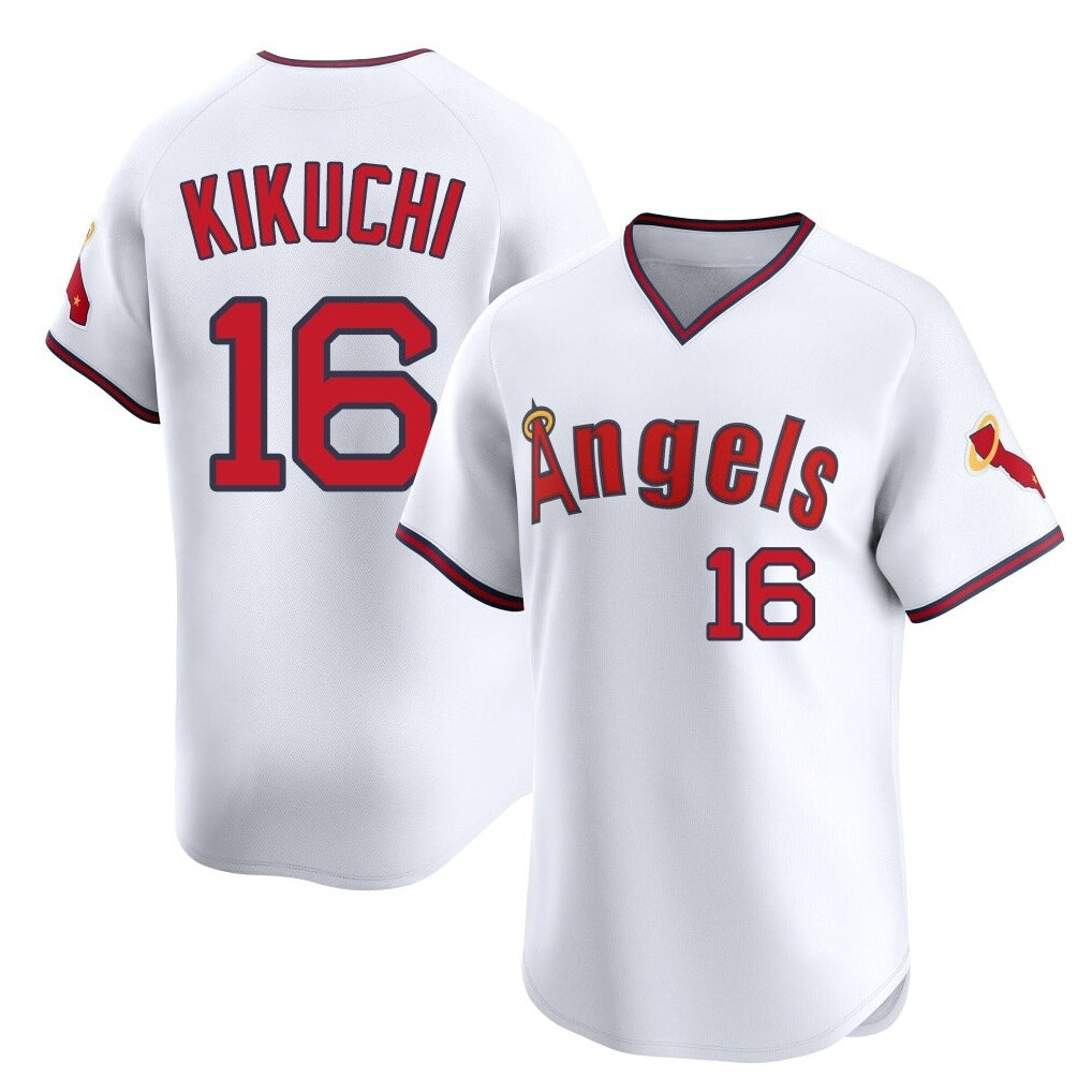 Trusc LA.Angels #16 Yusei Kikuchi Player White T-shirt Home Limited Stitched Jerseys