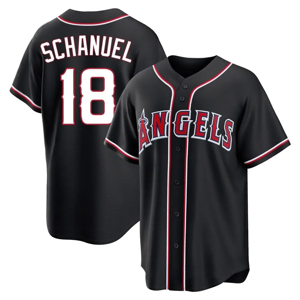Trusc LA.Angels #18 Nolan Schanuel Player Black Fashion Out Home Game Stitched Jerseys