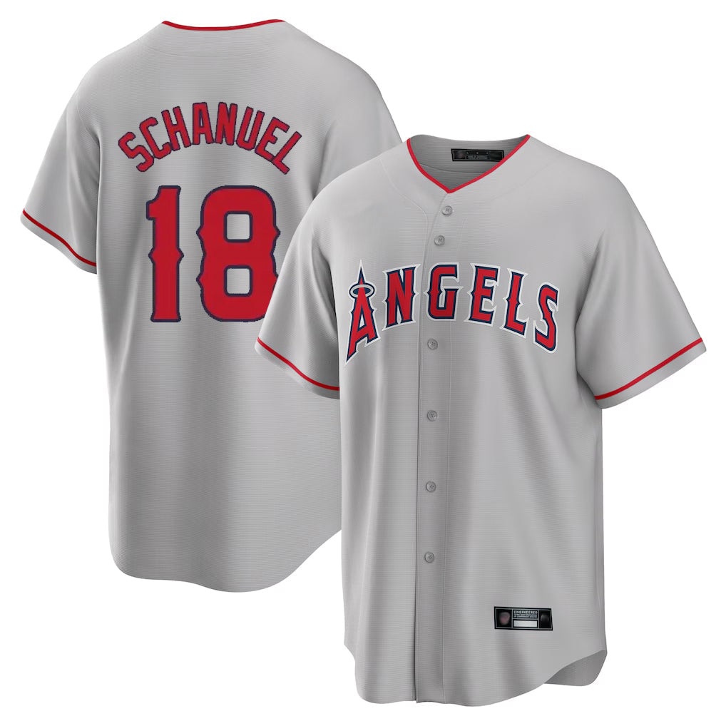Trusc LA.Angels #18 Nolan Schanuel Player Gray Home Game Stitched Jerseys