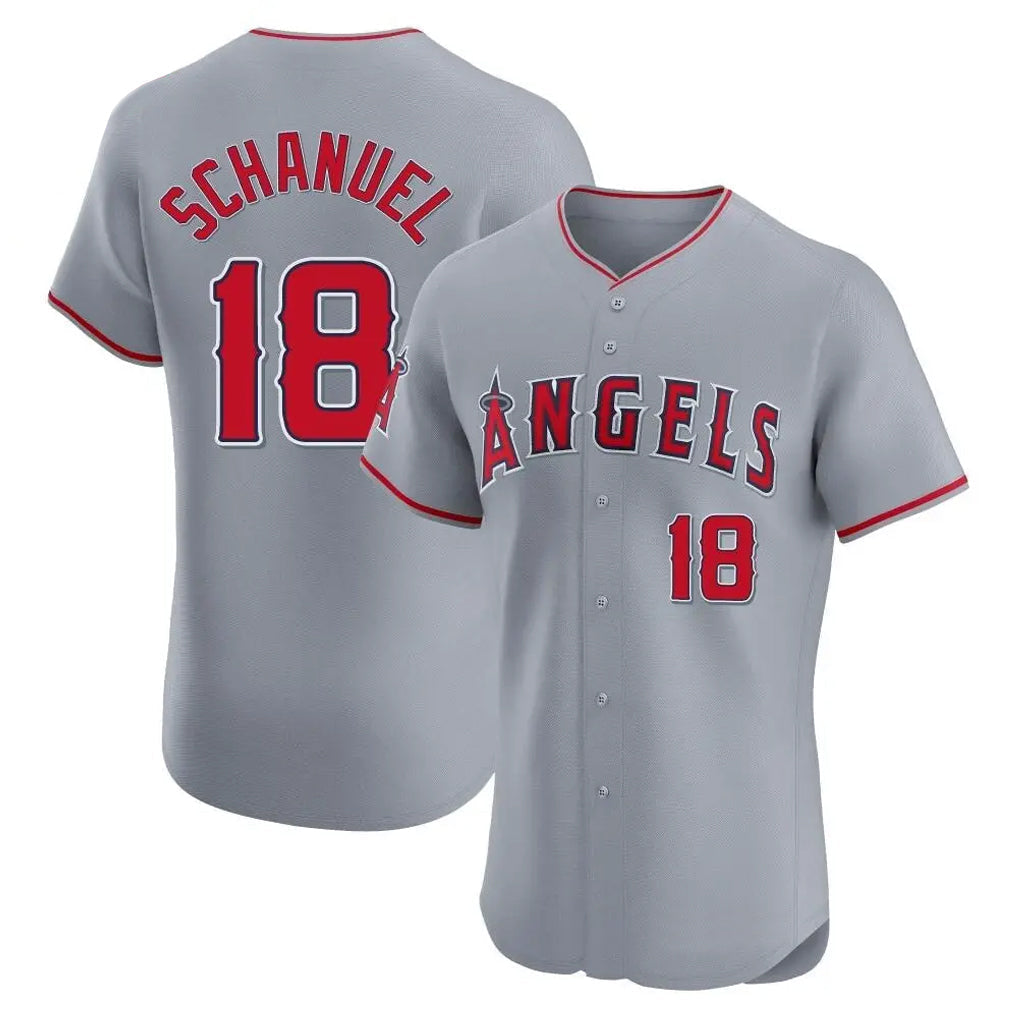 Trusc LA.Angels #18 Nolan Schanuel Player Gray Home Limited Elite Stitched Jerseys