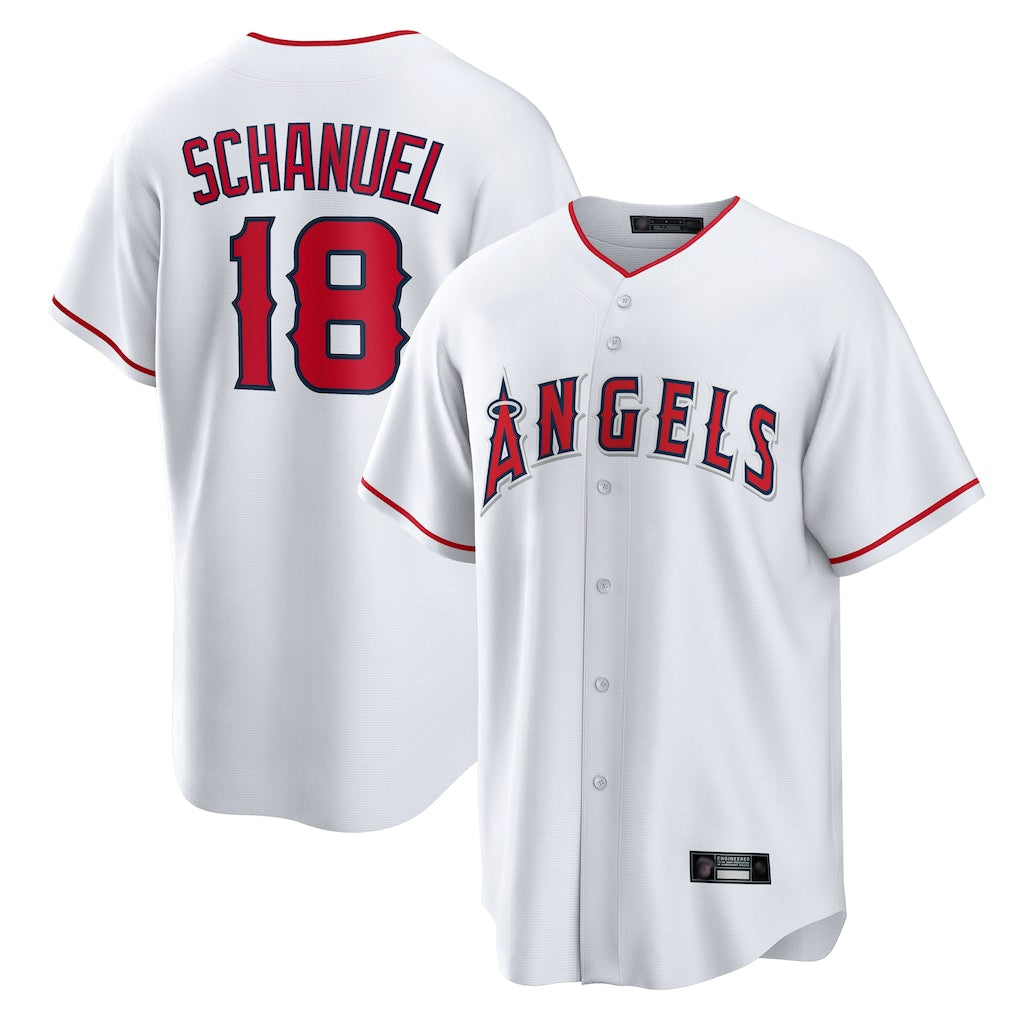 Trusc LA.Angels #18 Nolan Schanuel Player White Home Game Stitched Jerseys
