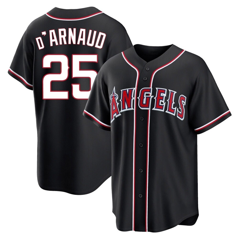 Trusc LA.Angels #25 Travis d'Arnaud Player Black Fashion Out Home Game Stitched Jerseys