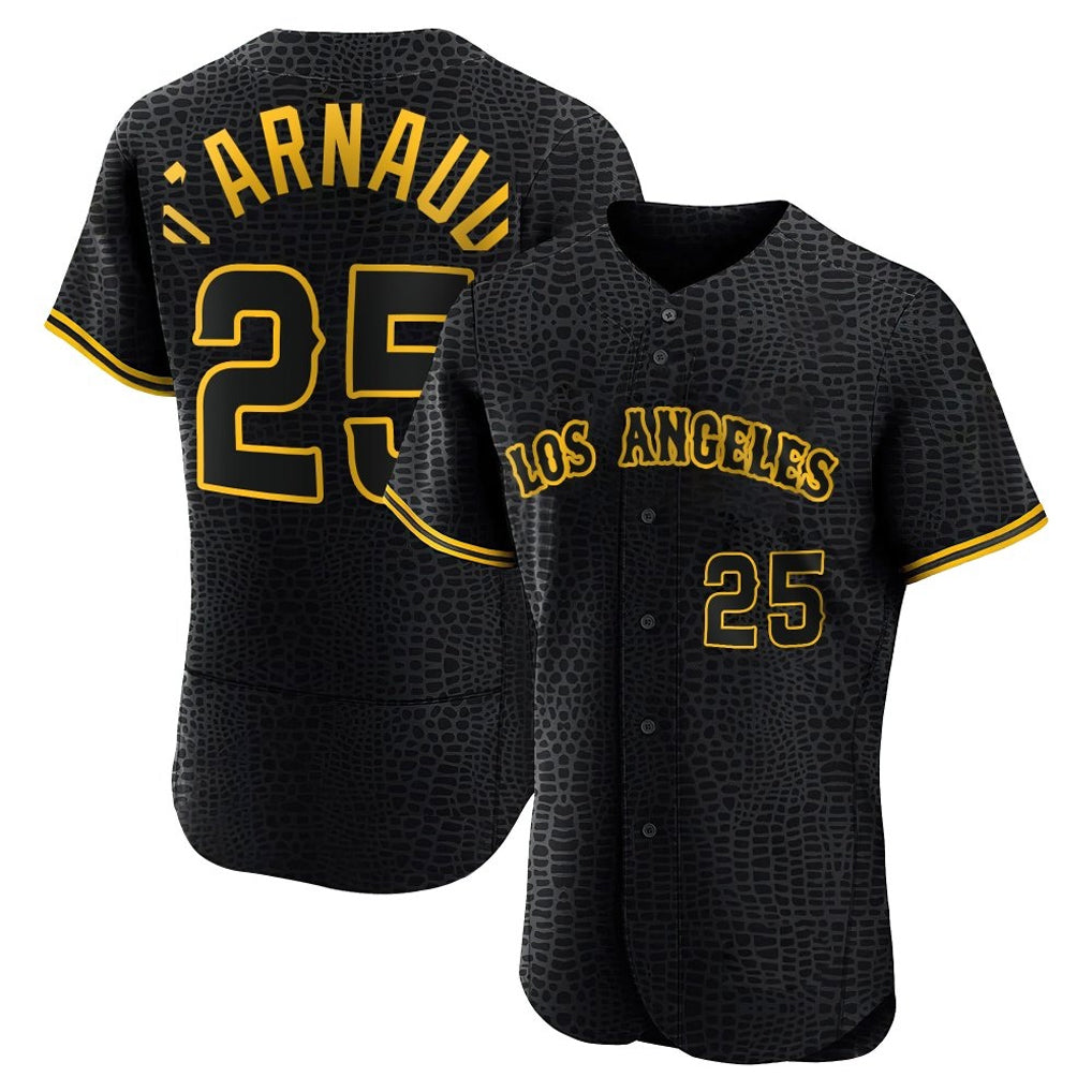 Trusc LA.Angels #25 Travis d'Arnaud Player Black Snake Skin City Limited Elite Home Stitched Jerseys