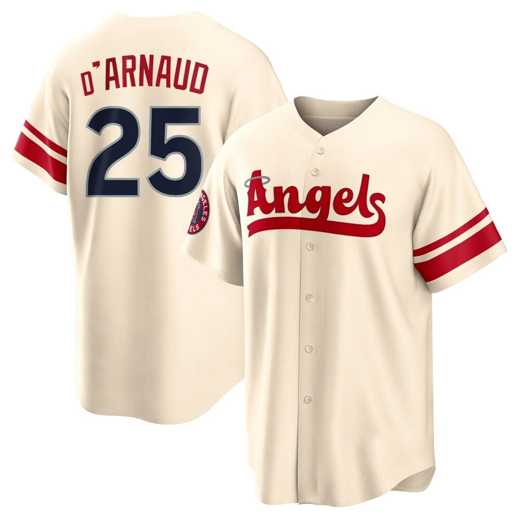 Trusc LA.Angels #25 Travis d'Arnaud Player Cream City Connect Home Stitched Jerseys