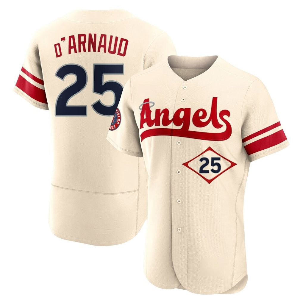 Trusc LA.Angels #25 Travis d'Arnaud Player Cream City Connect Limited ELite Home Stitched Jerseys
