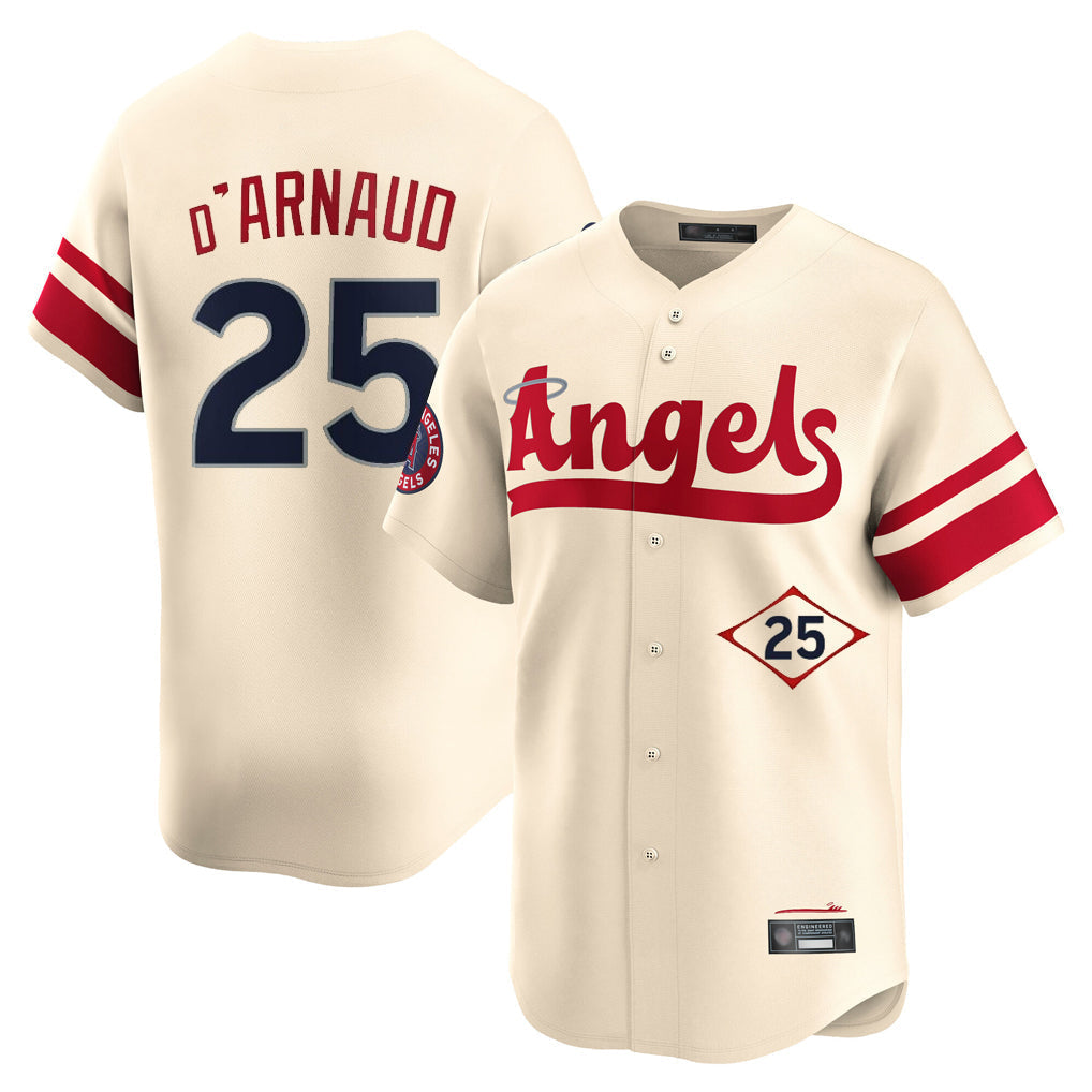 Trusc LA.Angels #25 Travis d'Arnaud Player Cream City Connect Limited Home Stitched Jerseys