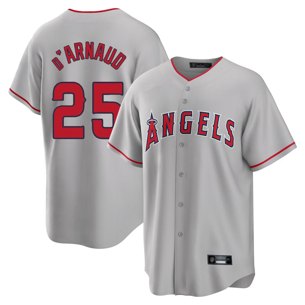 Trusc LA.Angels #25 Travis d'Arnaud Player Gray Home Game Stitched Jerseys