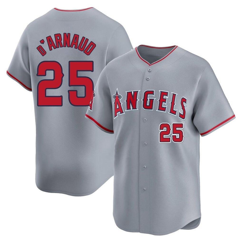 Trusc LA.Angels #25 Travis d'Arnaud Player Gray Home Limited Stitched Jerseys