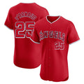Trusc LA.Angels #25 Travis d'Arnaud Player Red Home Limited Elite Stitched Jerseys