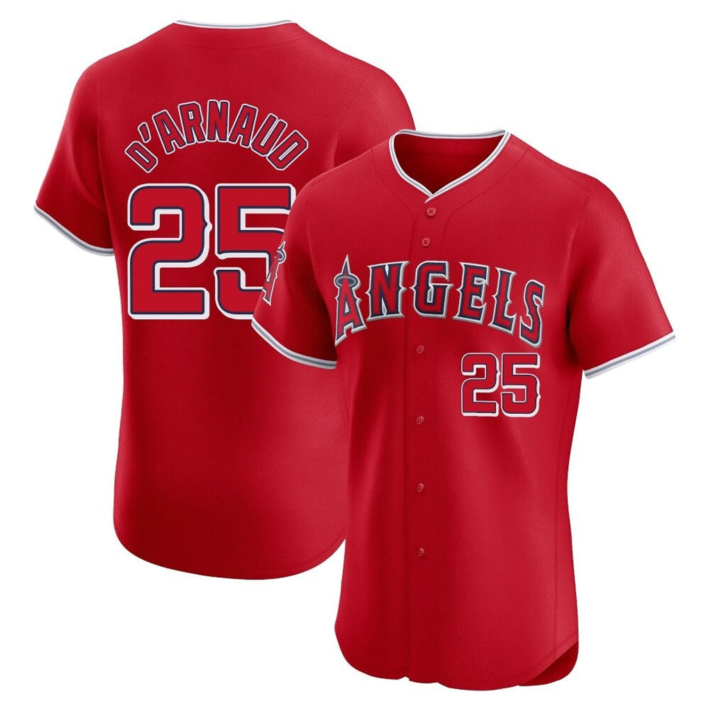 Trusc LA.Angels #25 Travis d'Arnaud Player Red Home Limited Elite Stitched Jerseys