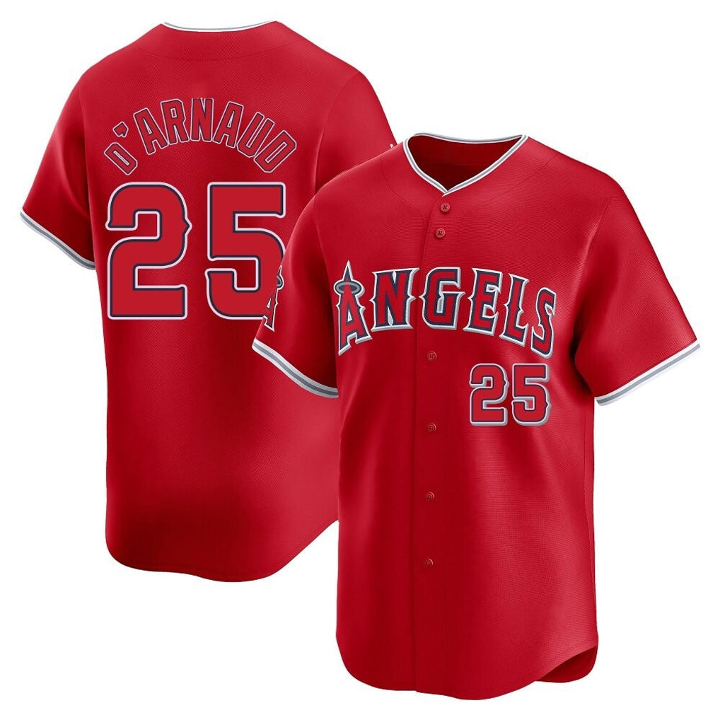 Trusc LA.Angels #25 Travis d'Arnaud Player Red Home Limited Stitched Jerseys