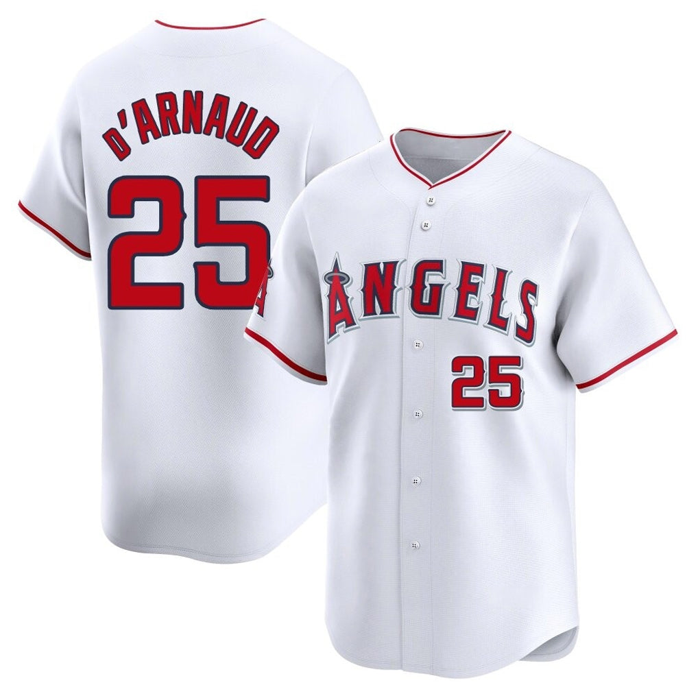 Trusc LA.Angels #25 Travis d'Arnaud Player White Limited Home Stitched Jerseys