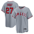 Trusc LA.Angels #27 Mike Trout Player Gray Home Game Stitched Jerseys