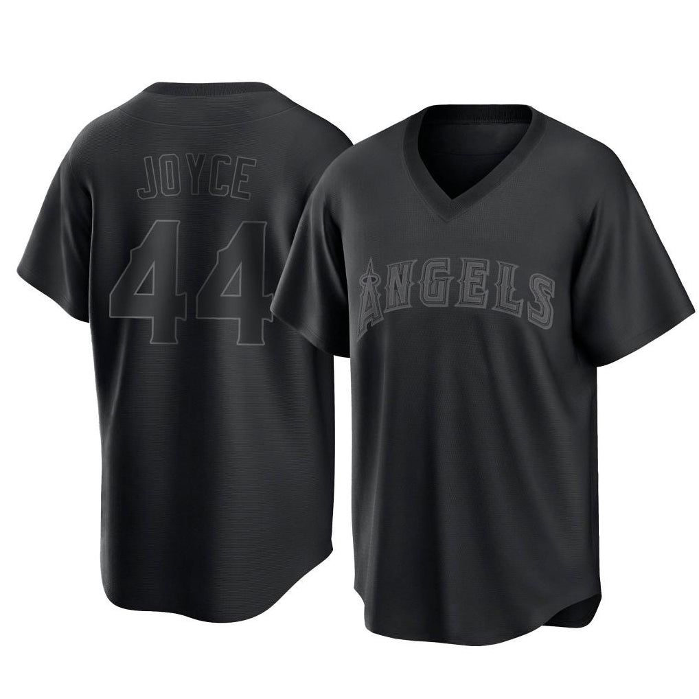 Trusc LA.Angels #44 Ben Joyce Player Black Pitch Fashion T-shirt Stitched Jerseys